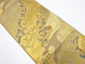 御所車に鴛鴦・松模様織出し袋帯